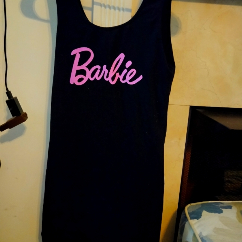 Black Dress with Pink Barbie Logo